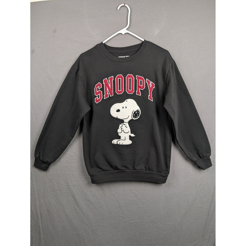 Peanuts Snoopy Fleece Sweatshirt XS Black Soot